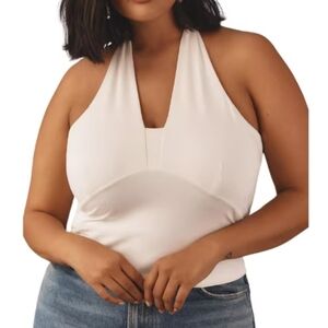 By Anthropologie Women's Tailored Tied Halter Top, 3X, Ivory